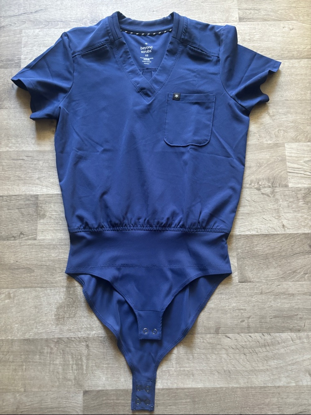 beyond scrubs Navy V-Neck Women's Bodysuit Top
